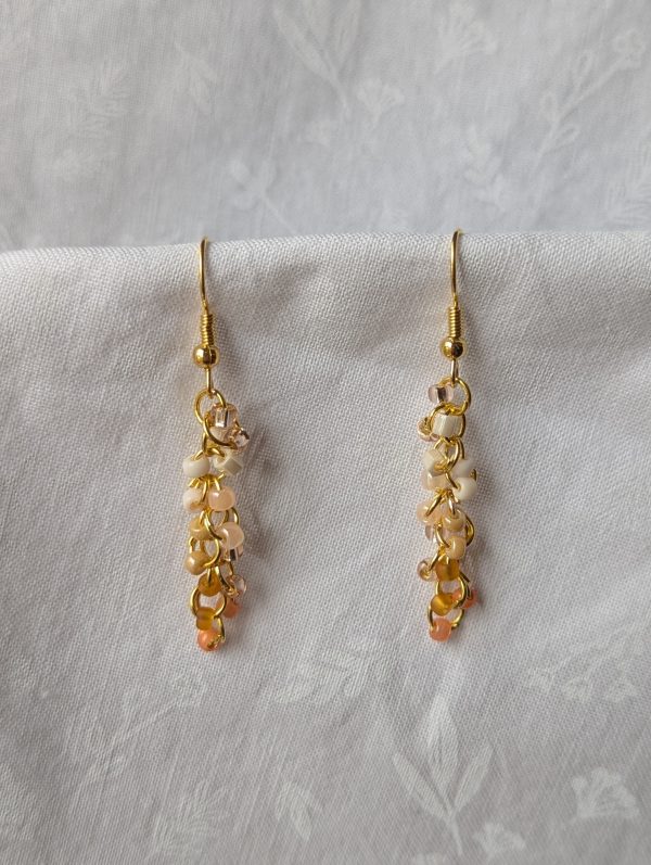 Easter Sunday Earrings: Pink Cream Clear and Gold Earrings A1022