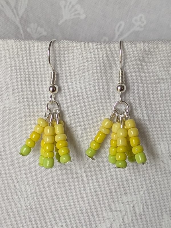 Lemon Glow yellow gradient earrings with five sunny hues and silver hardware.