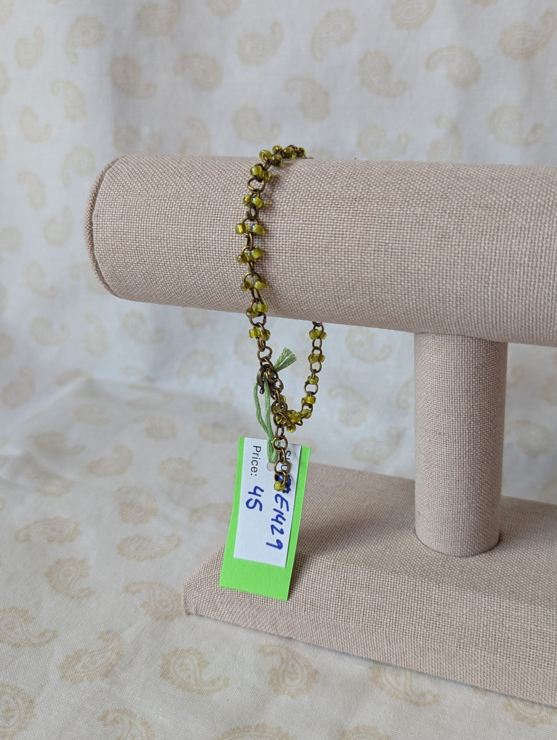 Olive & Rosé-Lined Green Beaded Bracelet - Image 2
